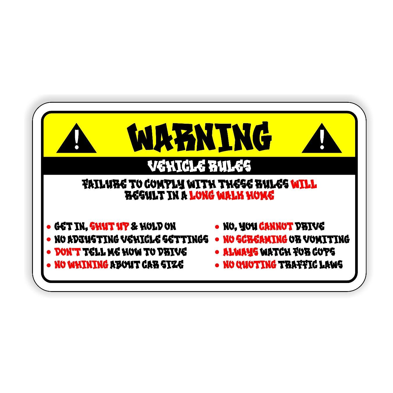 Warning Vehicle Rules - Sticker Concepts